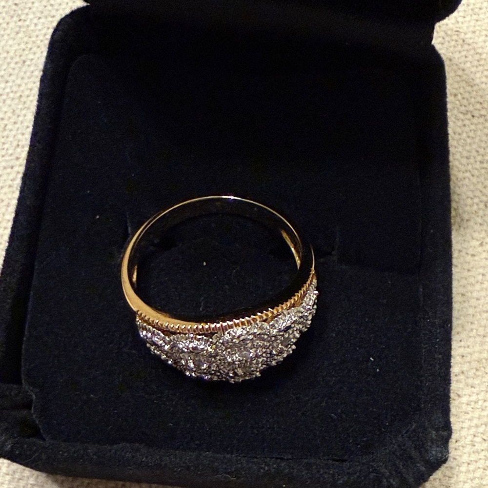 Elegant Two tone Gold plated Cubic Zirconia Ring m Women's Classic Ring  8